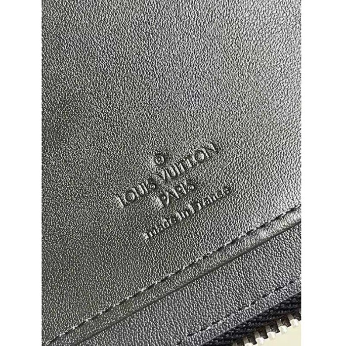 Louis Vuitton LV Unisex Zippy Wallet Vertical Taiga Black Cowhide Leather