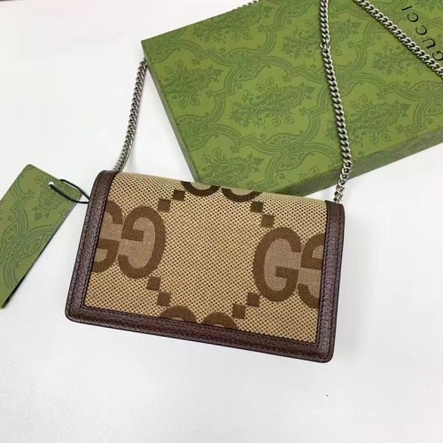 Gucci Women Dionysus Jumbo GG Super Mini Bag Camel Ebony Canvas