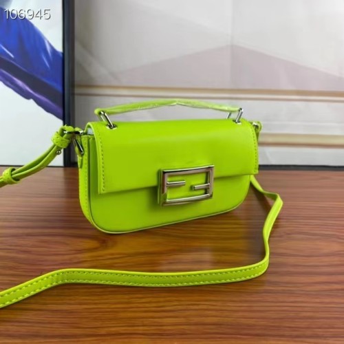 Fendi Women FF Baguette Phone Pouch Acid Green Silk Pouch