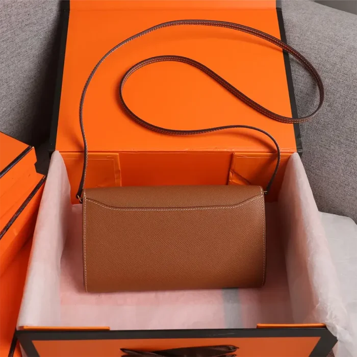 Hermes Women Constance Long To Go in Epsom Leather-Brown/Gold