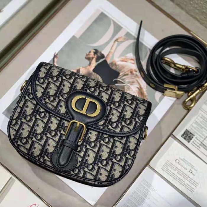 Dior Women Small Dior Bobby Bag Blue Dior Oblique Jacquard