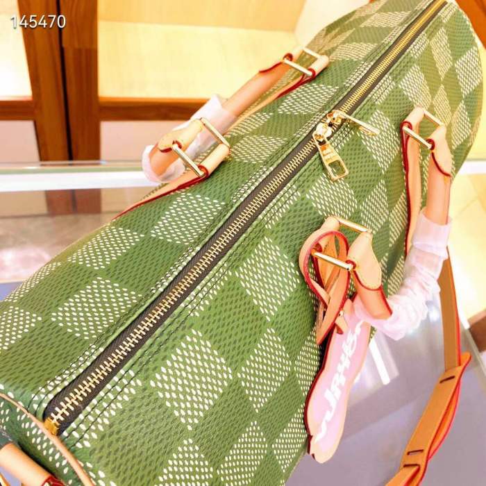 Louis Vuitton LV Unisex Keepall Bandoulière 50 Green Damier Golf Coated Canvas N40667