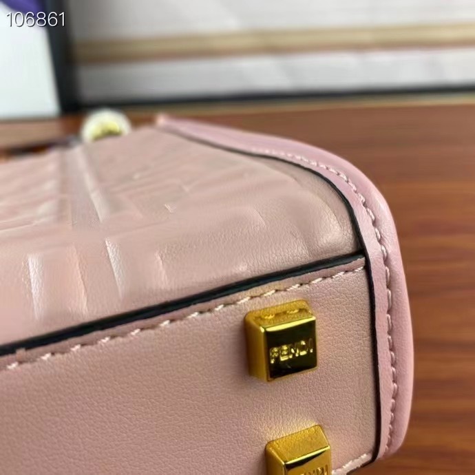 Fendi Women FF Mini Sunshine Shopper Pink Leather Mini Bag