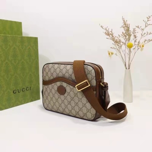 Gucci Unisex Messenger Bag Interlocking G Beige Ebony GG Supreme Canvas