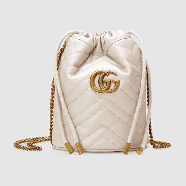 Gucci GG Women GG Marmont Mini Bucket Bag in Matelassé Chevron Leather
