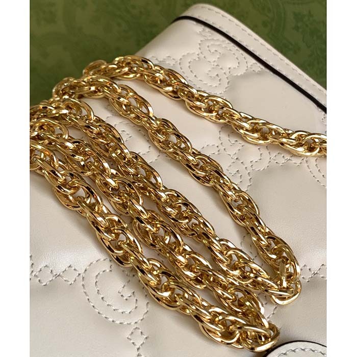 Gucci Women GG Matelassé Leather Small Bag Beige Double G