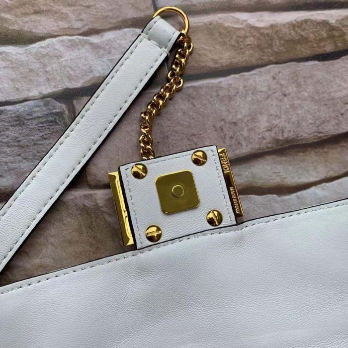 Fendi Women Baguette Soft Nappa Leather Bag-White