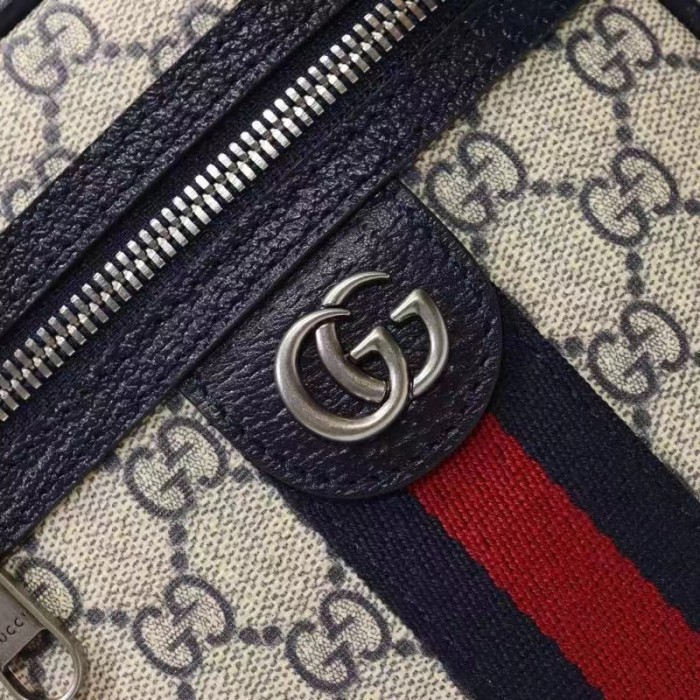 Gucci Unisex Ophidia GG Small Shoulder Bag Beige Blue Supreme Canvas