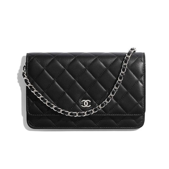 Chanel Women Classic Wallet On Chain in Lambskin Leather-Black