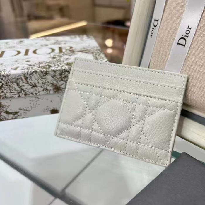 Dior Unisex CD Dior Caro Five Slot Card Holder Cloud Latte Supple Cannage Calfskin