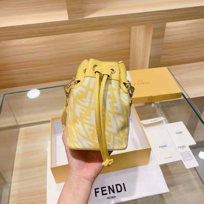 Fendi Women Mon Tresor Glazed Canvas Mini-Bag-Yellow