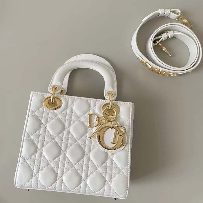 Dior Women CD Small Lady Dior My ABCDior Bag Latte Cannage Lambskin