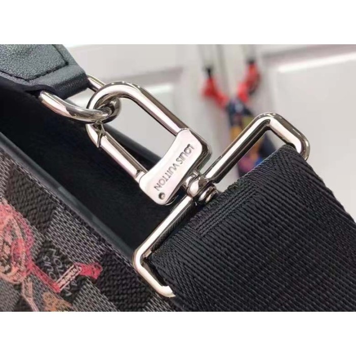 Louis Vuitton LV Unisex Trio Messenger Damier Graphite Coated Canvas Cowhide Leather