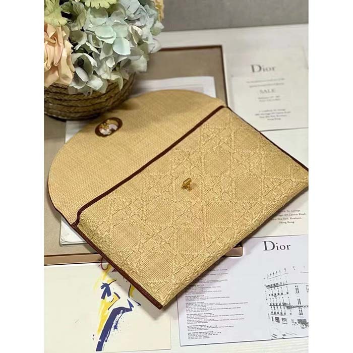Dior Unisex CD 30 Montaigne Avenue Pouch Flap Natural Cannage Raffia
