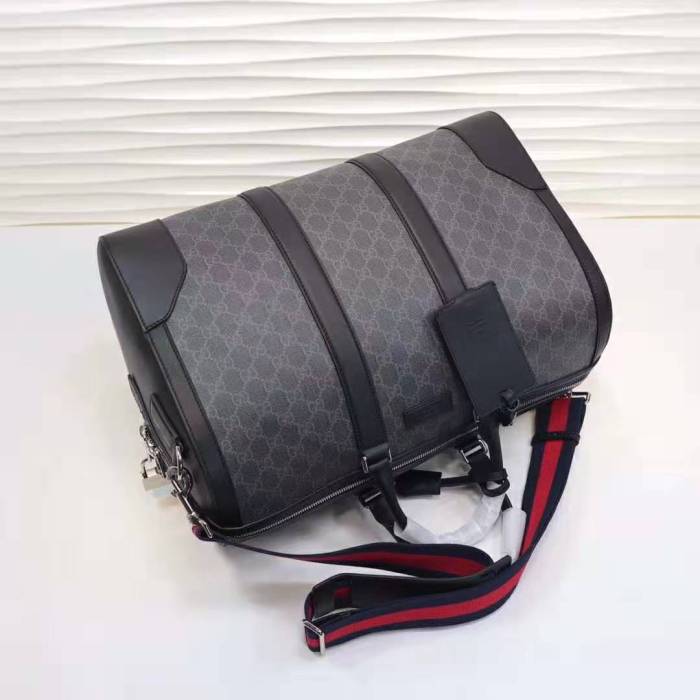 Gucci GG Men GG Black Carry-On Duffle in Black/Grey Soft GG Supreme
