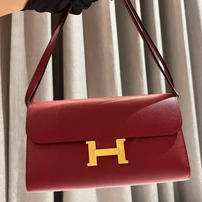 Hermes Women Constance Long To Go in Epsom Leather-Red
