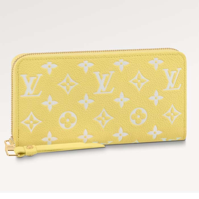 Louis Vuitton LV Unisex Zippy Wallet Yellow Monogram Empreinte Embossed Supple Grained Cowhide