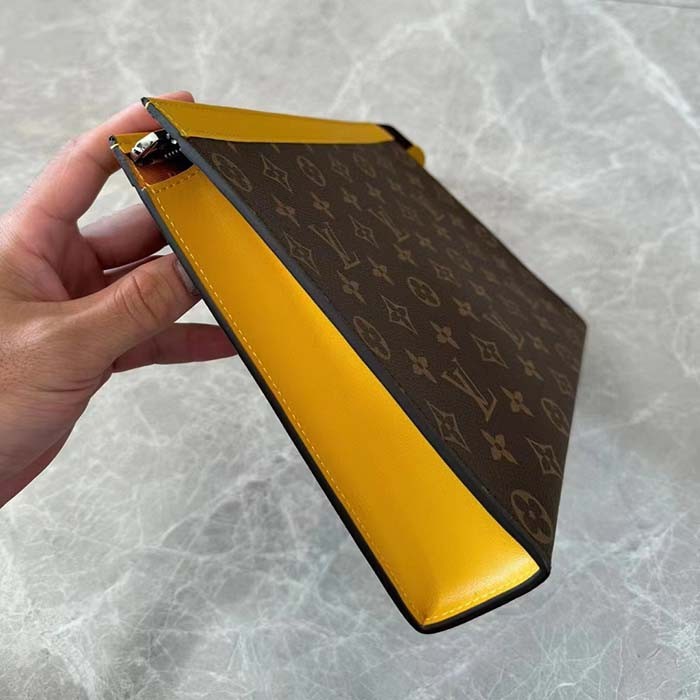 Louis Vuitton LV Unisex Pochette Voyage MM Yellow Monogram Macassar Coated Canvas Cowhide-Leather