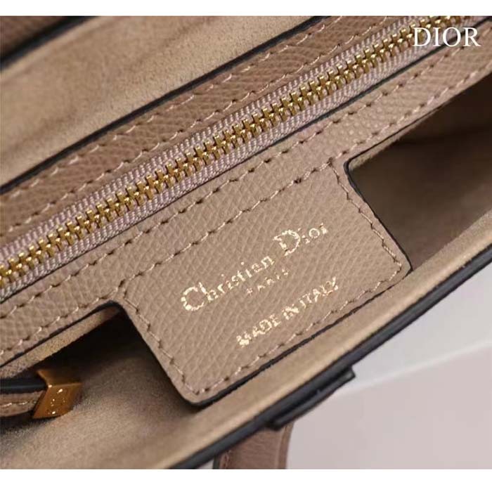 Dior Women CD Saddle Bag Strap Sand-Colored Grained Calfskin