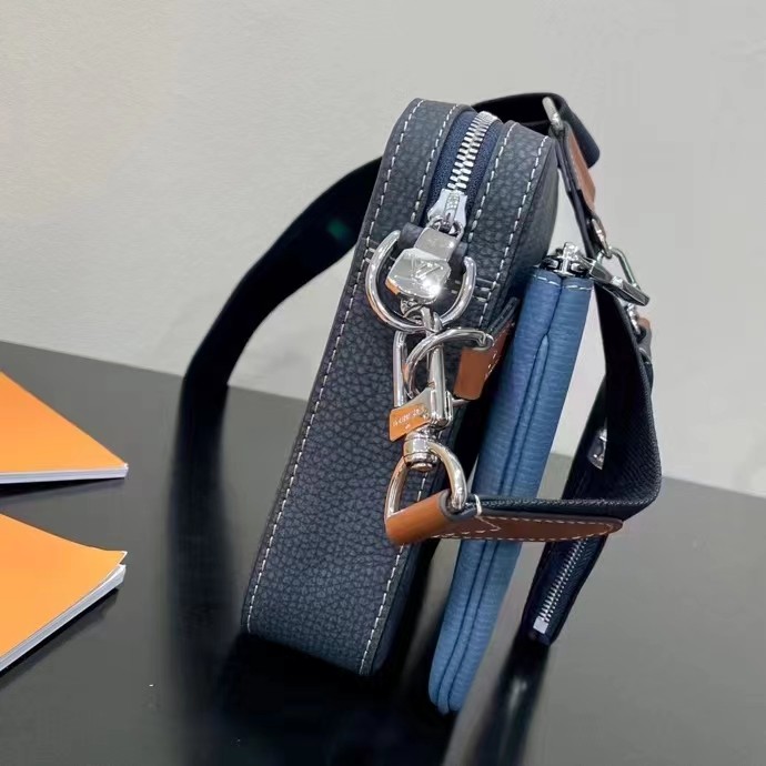 Louis Vuitton LV Unisex Trio Messenger Bag Blue Navy Cowhide Leather