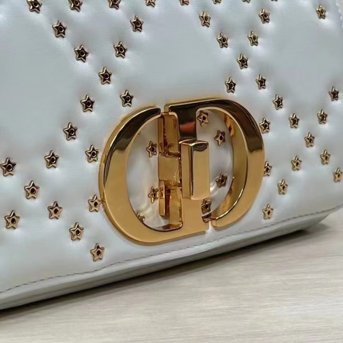 Dior Women Small Dior Caro Bag Latte Lucky Star Cannage Lambskin
