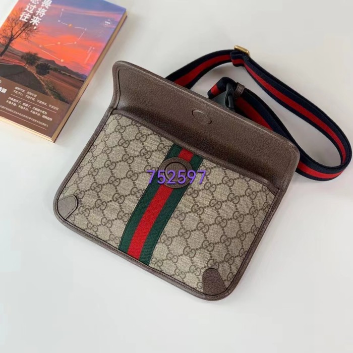 Gucci Unisex Ophidia GG Small Belt Bag Beige Ebony GG Supreme Canvas Double G