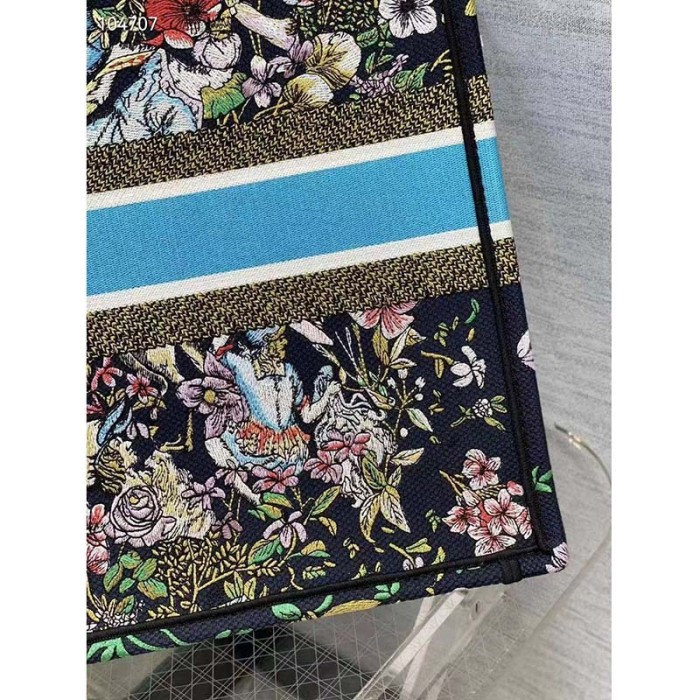 Dior Unisex CD Large Book Tote Blue Multicolor D-Constellation Embroidery