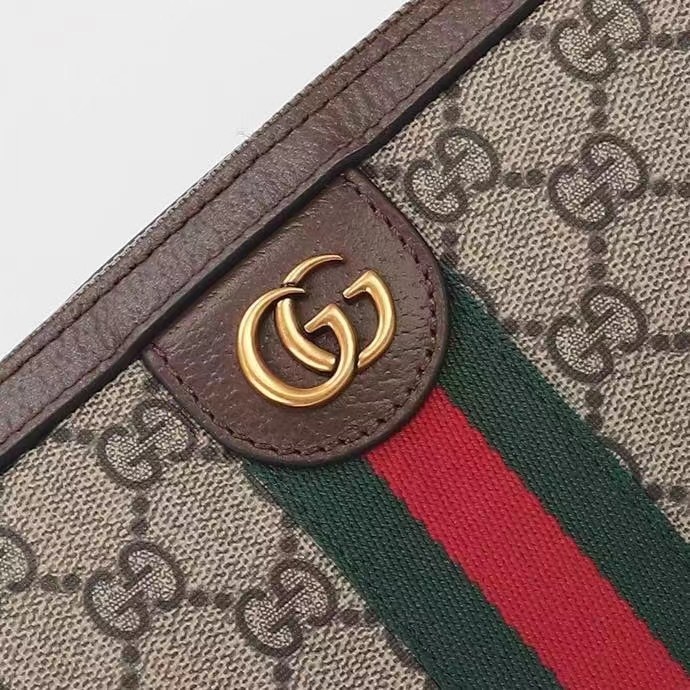 Gucci GG Unisex Ophidia GG Crossbody Bag Beige Ebony GG Supreme Canvas Double G