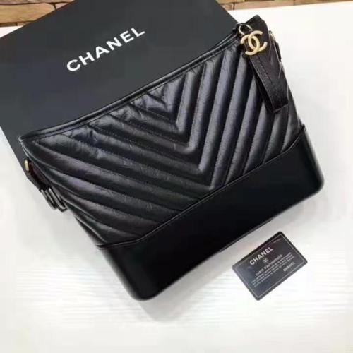 Chanel Women Chanel's Gabrielle Large Hobo Bag in Aged Calfskin Leather-Black