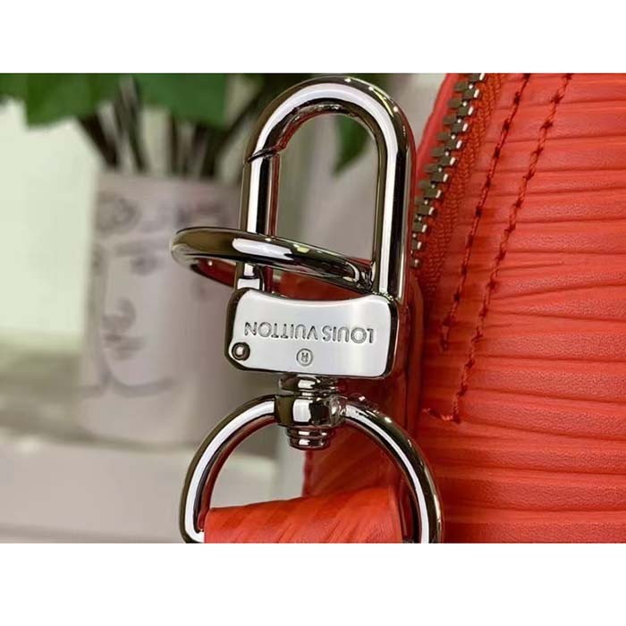 Louis Vuitton LV Unisex Alma Travel GM Vermillon Red Epi XL Grained Leather Handle Clip