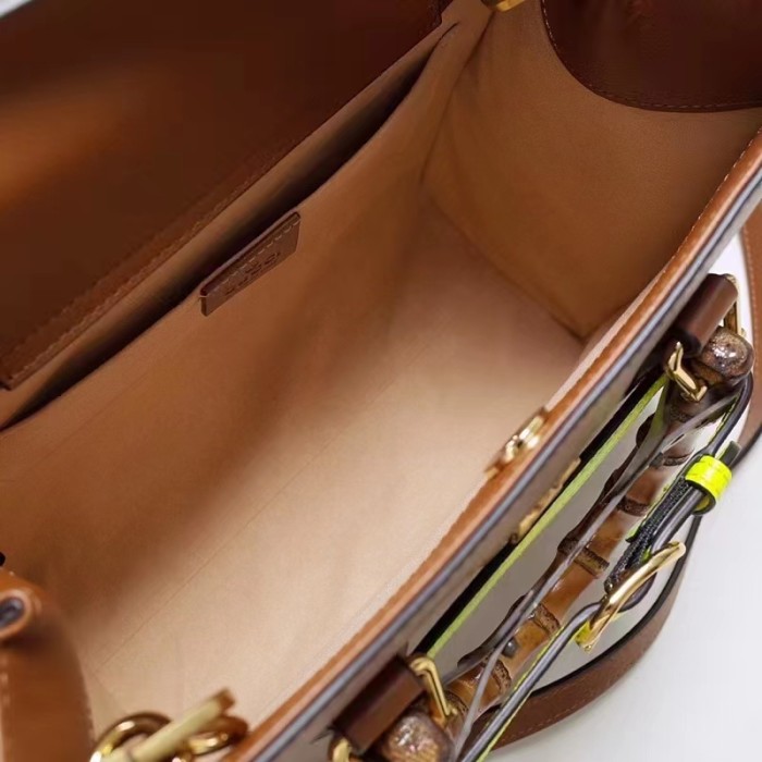 Gucci Women GG Diana Small Tote Bag Brown Leather Double G