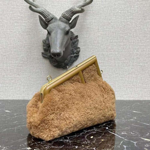 Fendi Women First Medium Beige Sheepskin Bag