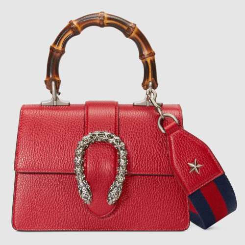 Gucci GG Women Dionysus Mini Top Handle Bag in Textured Leather