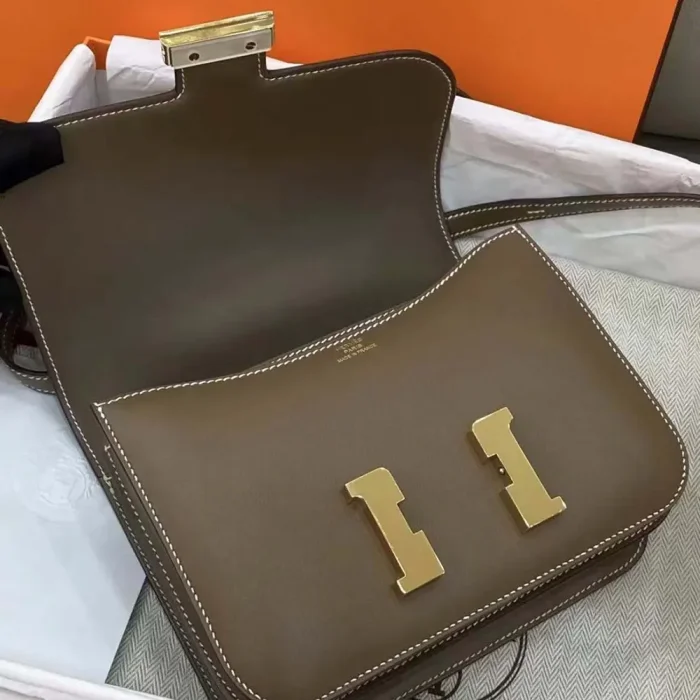 Hermes Women Constance 24 Bag Box Leather-Gray/Gold