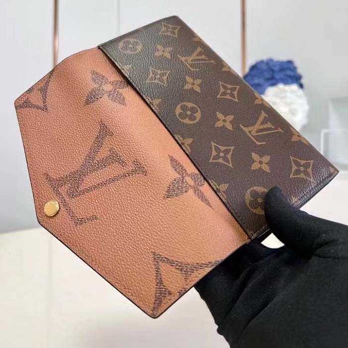 Louis Vuitton LV Unisex Sarah Wallet Monogram Reverse Coated Canvas Cowhide Leather
