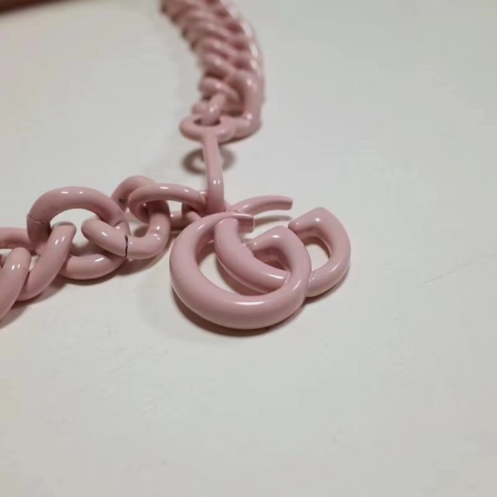 Gucci Women GG Marmont Belt Bag Pink Chevron Matelassé Leather Double G