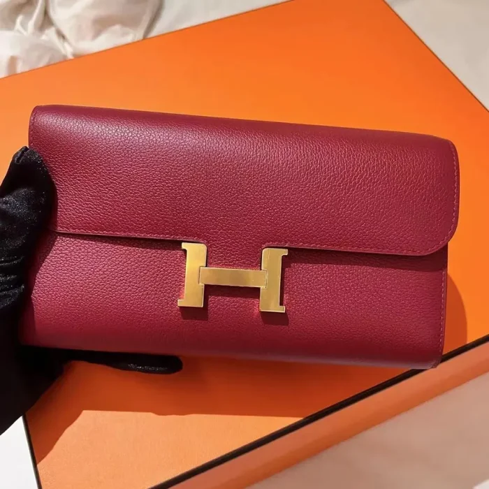 Hermes Women Constance Long To Go in Epsom Leather-Red