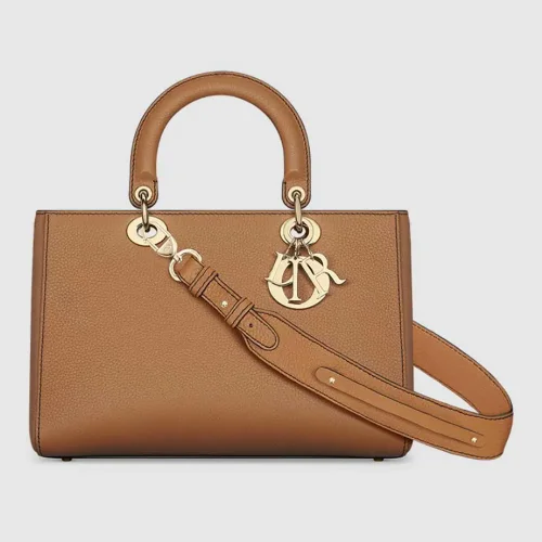 Dior Women Medium Lady D-Sire My ABCDior Bag Dark Brandy Taurillon Leather