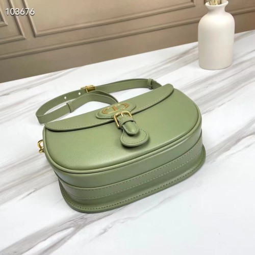 Dior Women Medium Dior Bobby Bag Cedar Green Box Calfskin Flap Closure