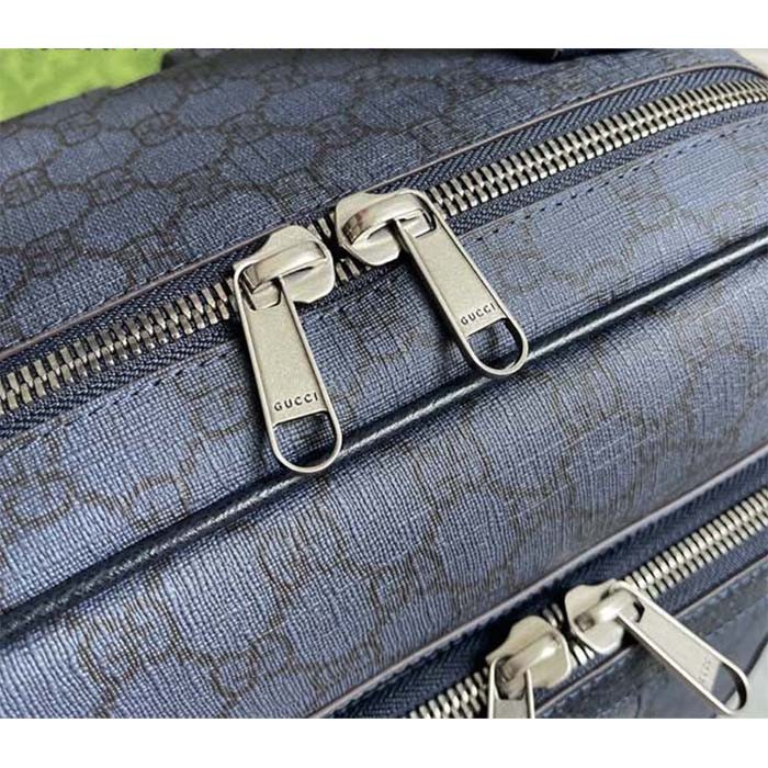 Gucci Unisex Ophidia GG Medium Backpack Navy Blue Black GG Supreme Canvas Double G