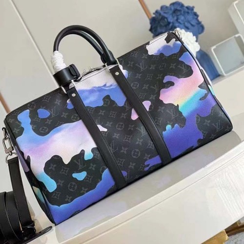 Louis Vuitton LV Unisex Keepall Bandoulière 55 Sunrise Monogram Eclipse Coated Canvas