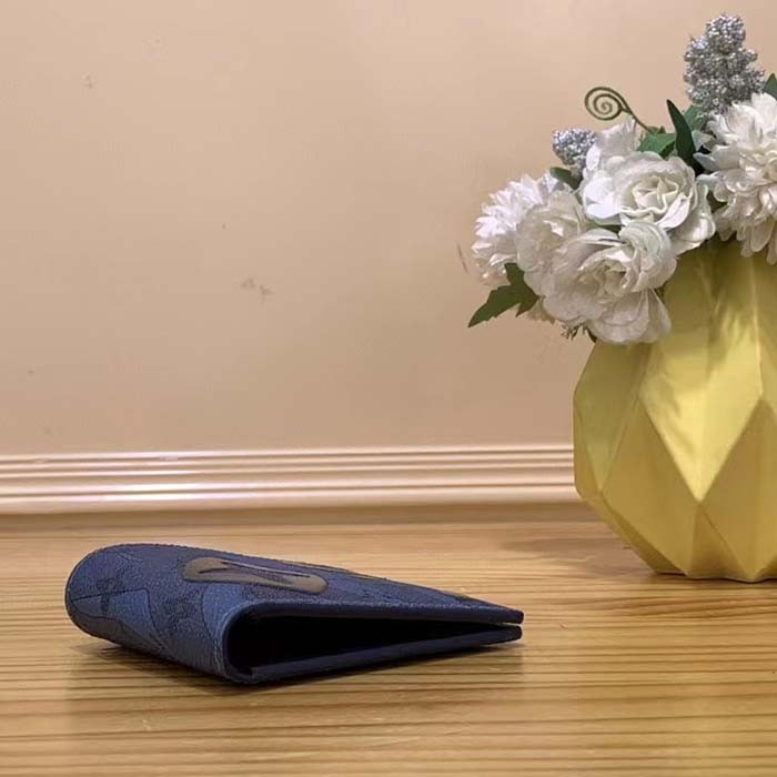 Louis Vuitton LV Unisex Slender Wallet Abyss Blue Monogram Aquagarden Coated Canvas