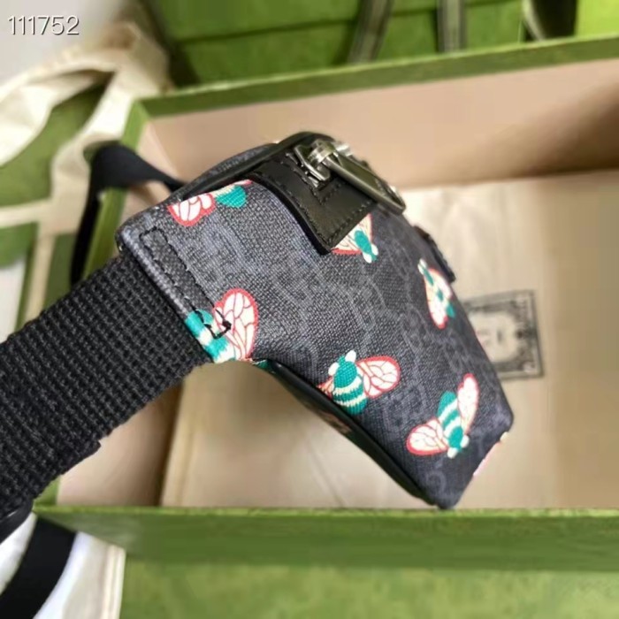 Gucci Unisex Gucci Bestiary Belt Bag Bees Black GG Supreme Canvas