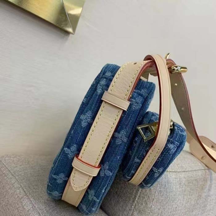 Louis Vuitton LV Unisex Croissant MM Denim Blue GOTS Certified Cotton Monogram Denim