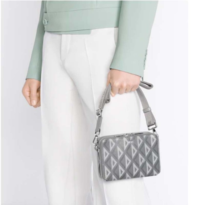 Dior Unisex CD Messenger Pouch Dior Gray CD Diamond Canvas