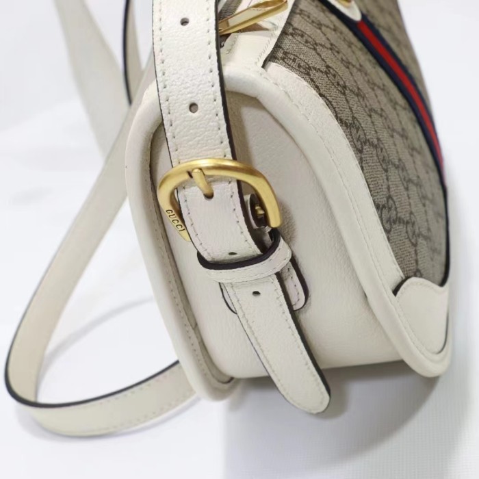 Gucci Unisex GG Ophidia Large Shoulder Bag Beige Ebony GG Supreme Canvas