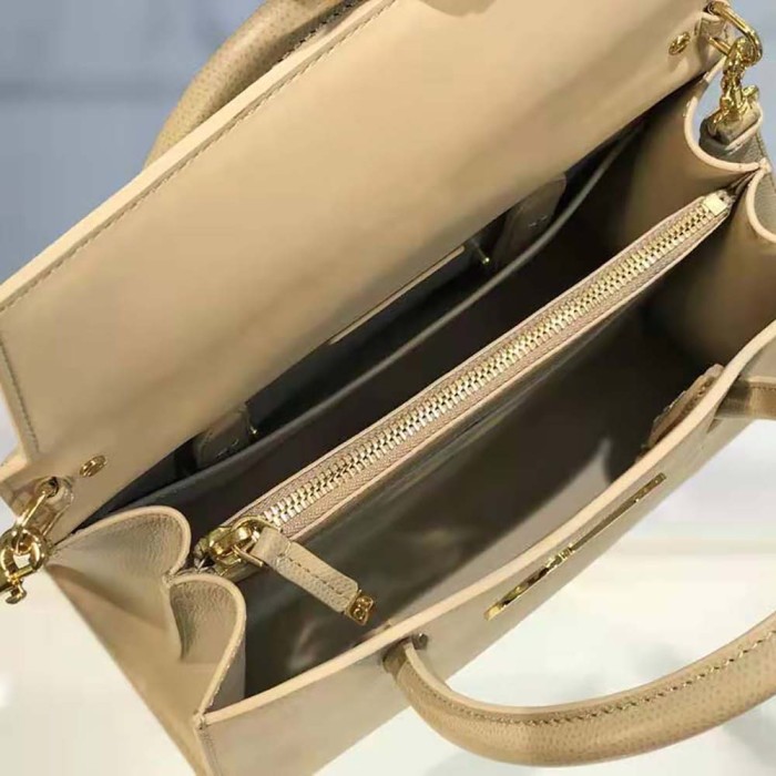 Dior Women Medium ST Honore Tote Latte Grained Calfskin-Sandy
