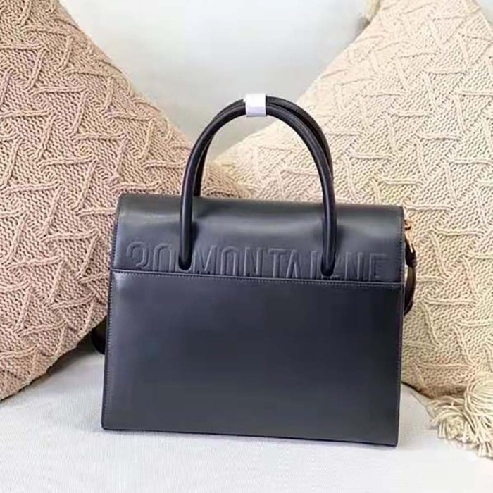 Dior Women Large ST Honore Tote Black Box Calfskin