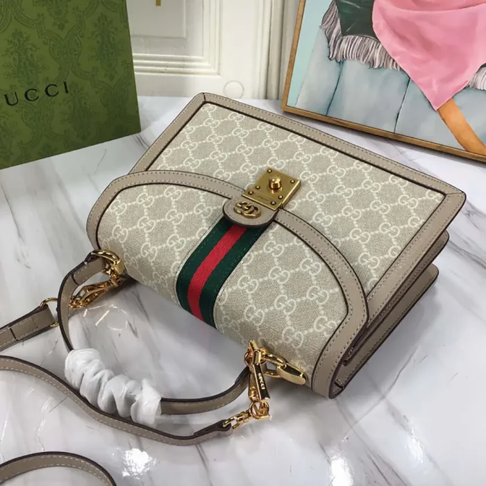 Gucci Women Ophidia Medium Top Handle Bag-Beige 651055