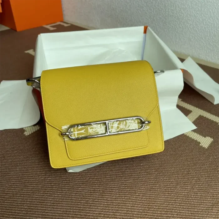 Hermes Women Roulis Mini Bag in Evergrain Calfskin-Yellow